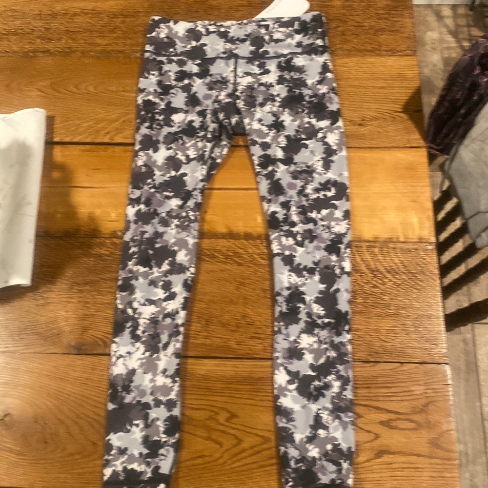 Fabletics Black and Gray Floral Leggings